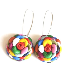  Multicolor extra- virágfülbevaló bőrből  - ékszer - fülbevaló - lógó fülbevaló - Meska.hu