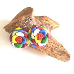  Multicolor extra- virágfülbevaló bőrből , Ékszer, Fülbevaló, Lógó fülbevaló, Bőrművesség, Ékszerkészítés, MESKA
