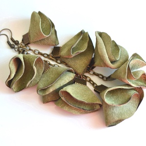 Ginkgo-valódi bőr fülbevaló  - ékszer - fülbevaló - lógó fülbevaló - Meska.hu