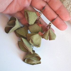 Ginkgo-valódi bőr fülbevaló  - ékszer - fülbevaló - lógó fülbevaló - Meska.hu