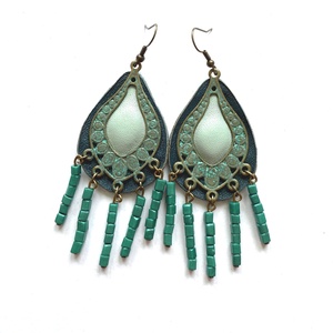 Spirit Turquoise-fülbevaló valódi bőrrel -  - Meska.hu