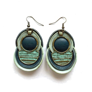 Spirit Turquoise-fülbevaló valódi bőrrel - ékszer - fülbevaló - lógó csepp fülbevaló - Meska.hu
