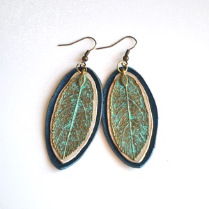 Spirit Turquoise-fülbevaló valódi bőrrel - ékszer - fülbevaló - lógó csepp fülbevaló - Meska.hu