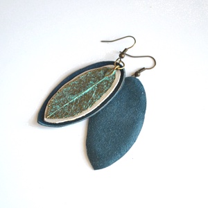 Spirit Turquoise-fülbevaló valódi bőrrel - ékszer - fülbevaló - lógó csepp fülbevaló - Meska.hu