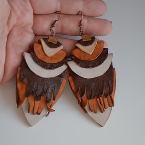 Etno Rustic-extra fülbevaló valódi bőrből - ékszer - fülbevaló - lógó fülbevaló - Meska.hu