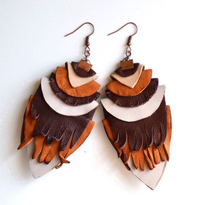 Etno Rustic-extra fülbevaló valódi bőrből - ékszer - fülbevaló - lógó fülbevaló - Meska.hu