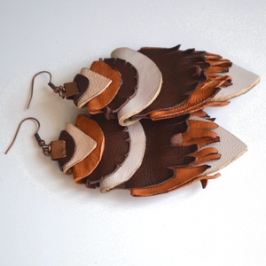 Etno Rustic-extra fülbevaló valódi bőrből - ékszer - fülbevaló - lógó fülbevaló - Meska.hu
