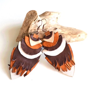 Etno Rustic-extra fülbevaló valódi bőrből - Meska.hu