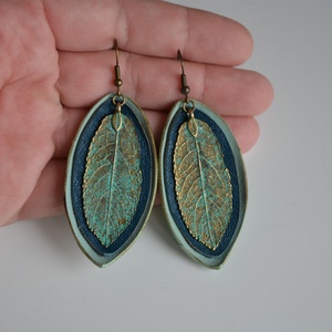Spirit Turquoise-fülbevaló valódi bőrrel - ékszer - fülbevaló - lógó csepp fülbevaló - Meska.hu