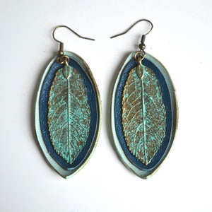 Spirit Turquoise-fülbevaló valódi bőrrel - ékszer - fülbevaló - lógó csepp fülbevaló - Meska.hu