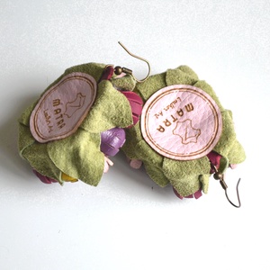 Jardin-fleurs de printemps-valódi bőr fülbevaló - ékszer - fülbevaló - lógó fülbevaló - Meska.hu