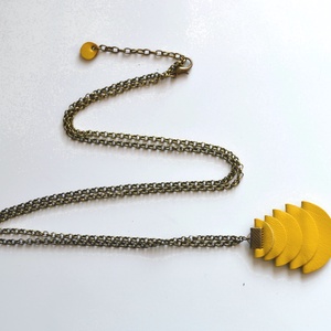 Azték istennő-citrom-hosszú nyaklánc valódi bőrrel - ékszer - nyaklánc - hosszú nyaklánc - Meska.hu