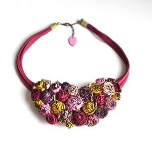 Jardin-fleurs de printemps-nyakék valódi bőrből, Ékszer, Nyaklánc, Statement nyaklánc, Bőrművesség, Ékszerkészítés, MESKA