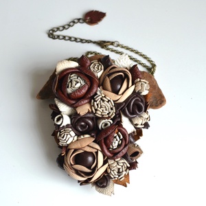 Jardin-Café-nyakék valódi bőrből - ékszer - nyaklánc - medálos nyaklánc - Meska.hu