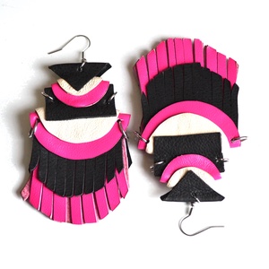 Etno Rustic-extra fülbevaló valódi bőrből, Ékszer, Fülbevaló, Lógó fülbevaló, Bőrművesség, Ékszerkészítés, MESKA