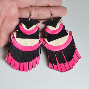 Etno Rustic-extra fülbevaló valódi bőrből - ékszer - fülbevaló - lógó fülbevaló - Meska.hu