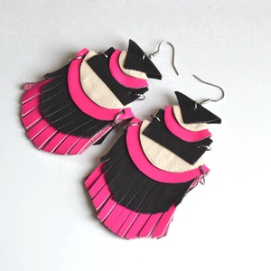 Etno Rustic-extra fülbevaló valódi bőrből - ékszer - fülbevaló - lógó fülbevaló - Meska.hu