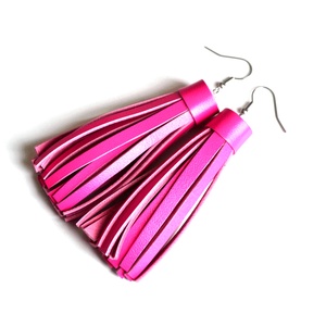 Pink bojt extra-valódi bőr fülbevaló  - Meska.hu