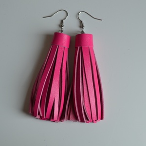 Pink bojt extra-valódi bőr fülbevaló  - ékszer - fülbevaló - lógó fülbevaló - Meska.hu