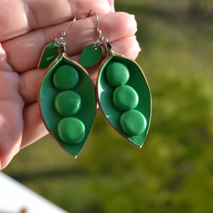 Borsó-valódi bőr fülbevaló - ékszer - fülbevaló - lógó fülbevaló - Meska.hu