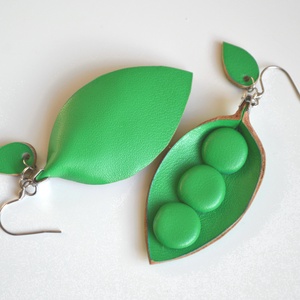 Borsó-valódi bőr fülbevaló - ékszer - fülbevaló - lógó fülbevaló - Meska.hu