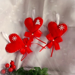 textil szívecske karácsonyfa dísz - Meska.hu