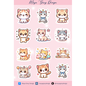 Kawaii cica matricaív, Kellékek & szerszámok, Dekorációs kellékek, Matricaív, Fotó, grafika, rajz, illusztráció, Papírművészet, MESKA