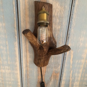 Rusztikus egyedi fa falilámpa - Meska.hu