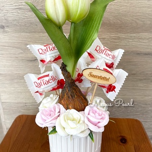 Tulipános, desszertes asztaldísz, Otthon & Életmód, Dekoráció, Asztal és polc dekoráció, Asztaldísz, , MESKA