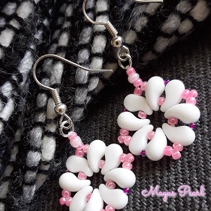 Gyöngy fülbevaló, Ékszer, Fülbevaló, Lógó fülbevaló, Gyöngyfűzés, gyöngyhímzés, MESKA