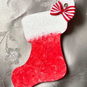 Festett fa karácsonyfadísz csizma, Karácsony, Karácsonyi lakásdekoráció, Karácsonyfadíszek, Famegmunkálás, MESKA