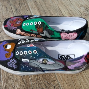 Egyedi festett cipők - Fehér textil cipők festését vállalom - ruha & divat - cipő & papucs - cipő, szandál - Meska.hu