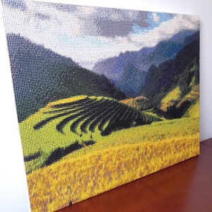 Aranyló dombvidék � 40x50 cm-es gyémántszemes falikép - otthon & életmód - dekoráció - fali és függő dekoráció - falra akasztható dekor - Meska.hu