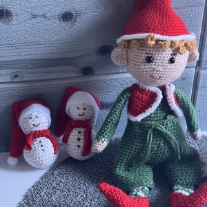 Horgolt karácsonyi hóember, Karácsony, Adventi díszek, Adventi asztaldísz, Horgolás, MESKA