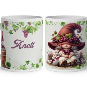 Névvel kérhető - Egy pohár bor és a borász manó lány mintás bögre, Otthon & Életmód, Konyhafelszerelés, tálalás, Tálalás, Bögre & Csésze, , MESKA