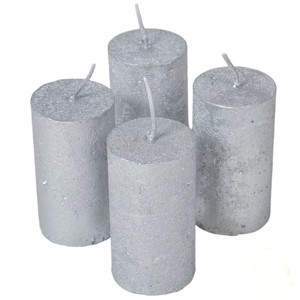 Rusztikus metál henger gyertya 40x75mm - ezüst szett, Kellékek & szerszámok, Dekorációs gyertya, Dekorációs kellékek, , MESKA