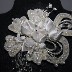 Vintage menyasszonyi fejdísz,hajdísz,selyem virágos -  - Meska.hu