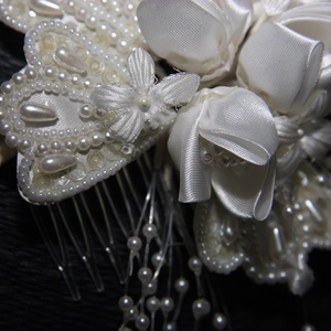 Vintage menyasszonyi fejdísz,hajdísz,selyem virágos -  - Meska.hu