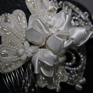 Vintage menyasszonyi fejdísz,hajdísz,selyem virágos -  - Meska.hu