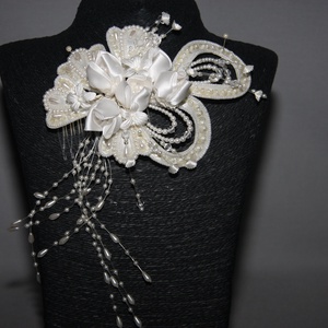 Vintage menyasszonyi fejdísz,hajdísz,selyem virágos -  - Meska.hu