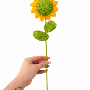 Horgolt napraforgó  - otthon & életmód - virágdekoráció - virágok - szálas virág - Meska.hu