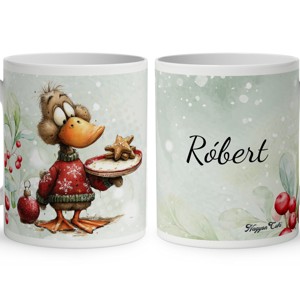 Névvel kérhető - Cuki karácsonyi kacsa sütivel mintás bögre, Otthon & Életmód, Konyhafelszerelés, tálalás, Tálalás, Bögre & Csésze, , MESKA