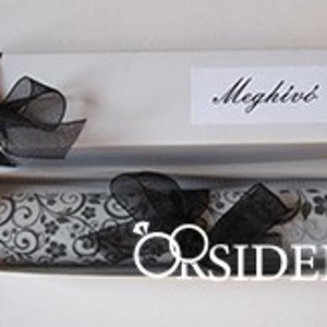 Dobozos esküvői meghívó masnival és strasszal, 3x16 cm - esküvő - meghívó & kártya - meghívó - Meska.hu