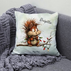 Névvel kérhető - Cuki karácsonyi mókus és az égősor mintás párna - otthon & életmód - lakástextil - párna & párnahuzat - díszpárna (belsővel együtt) - Meska.hu