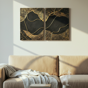 Fekete elegáncia � modern fekete-arany falikép pár, letisztult dekor - művészet - festmény - akril - Meska.hu