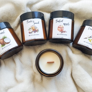 Illatos szójaviasz gyertyák, Illatos gyertya, Fa kanócos gyertya  - karácsony - karácsonyi lakásdekoráció - karácsonyi illatgyertya, mécses - Meska.hu