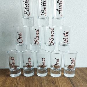 Névre szóló feles pohár, Pálinkás pohár, Shot-os pohár - esküvő - lánybúcsú - Meska.hu