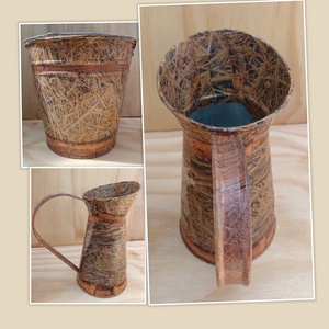 Rusztikus Vidéki kancsó és kaspó  - otthon & életmód - virágdekoráció - virágtartó - kaspó - Meska.hu