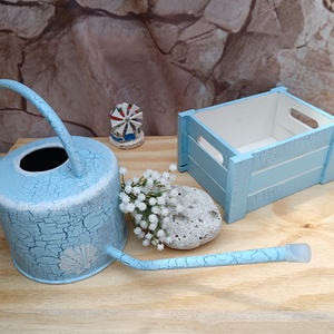 Tengerparti álomAntikolt kék dekorációs szett/kanna és fa ládika , Otthon & Életmód, Ház & Kert, Szerszám & Eszközök, Festett tárgyak, MESKA