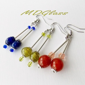 Márványos karamell  lámpagyöngy fülbevaló - ékszer - fülbevaló - lógó fülbevaló - Meska.hu